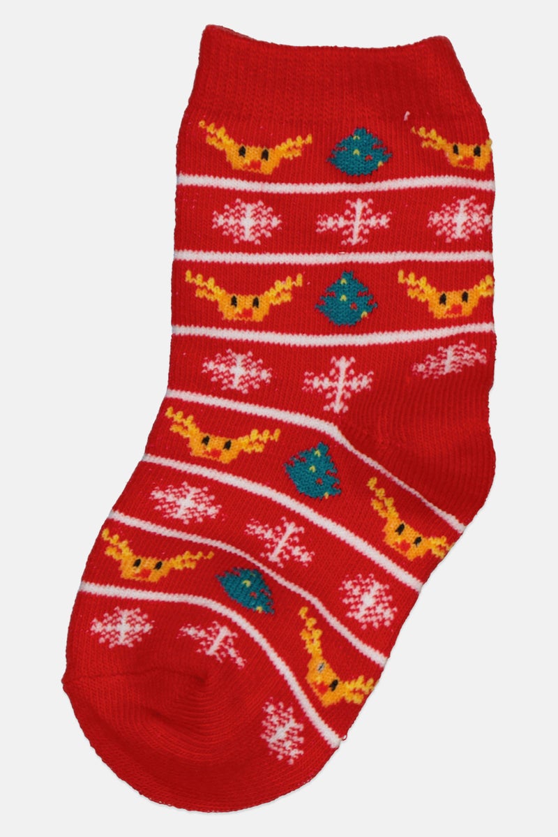 Lefties Toddlers Boy Allover Printed Socks, Red - Image 1